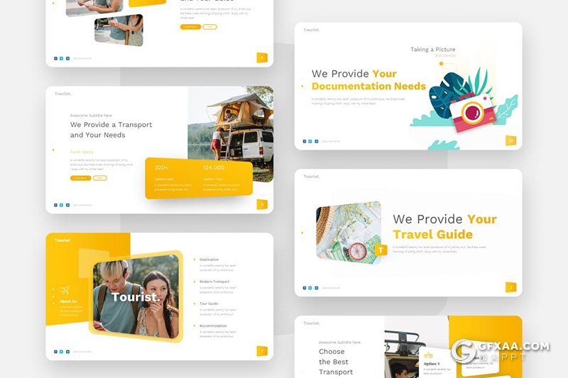 橙色旅游度假观光旅游局PPT演示模板 - 顶尖PPT