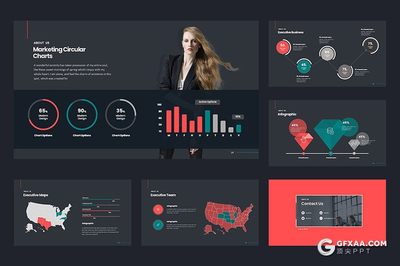 36页国外商务风格项目年终总结Google slides模板 - 顶尖PPT