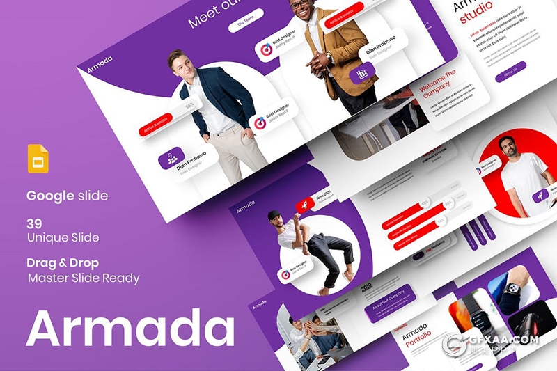 39页微立体风格年终工作总结新年计划Google slides模板 - 顶尖PPT