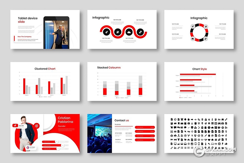 39页红色国外商务风格项目讨论商业会议Google slides模板 - 顶尖PPT