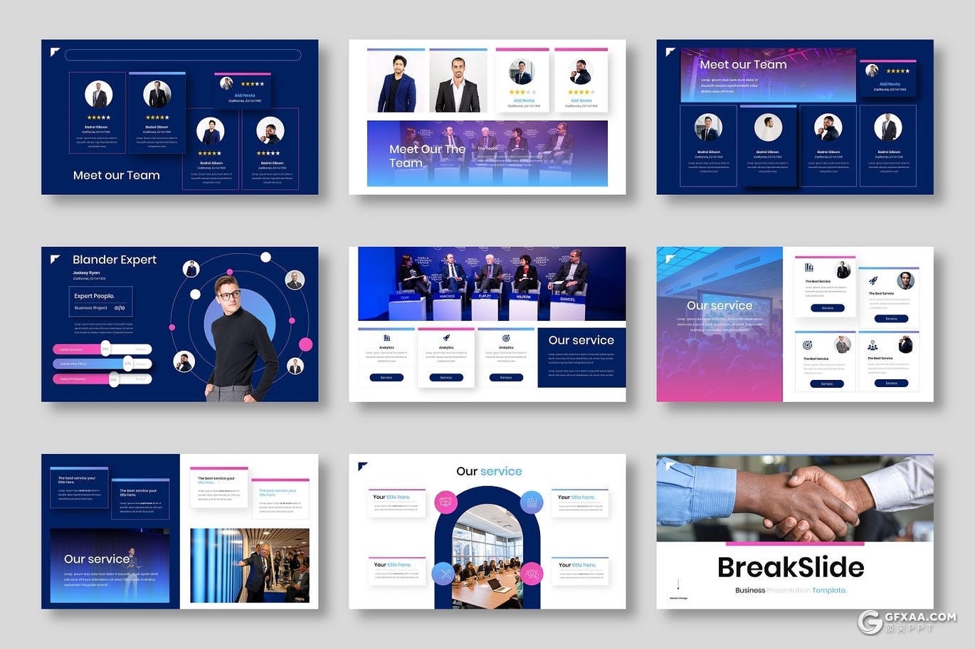 39页蓝色企业商务会议年终工作成果分享PPT模板 - 顶尖PPT