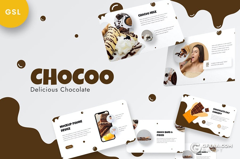 52页巧克力风格巧克力食品产品展示介绍Google slides模板 - 顶尖PPT