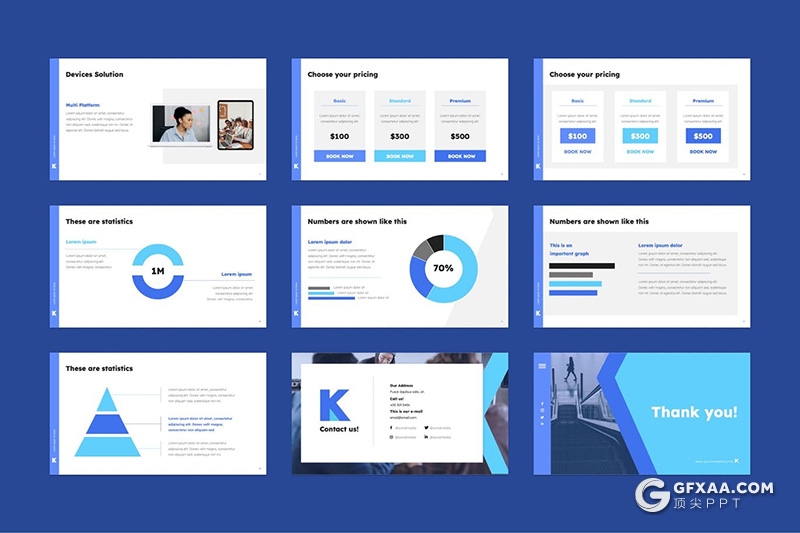 30页扁平化设计风格国外商业汇报keynote模板 - 顶尖PPT