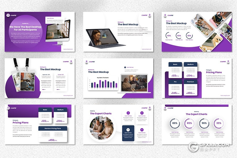 40页国外紫色商务风格企业简介项目会议记录keynote模板 - 顶尖PPT