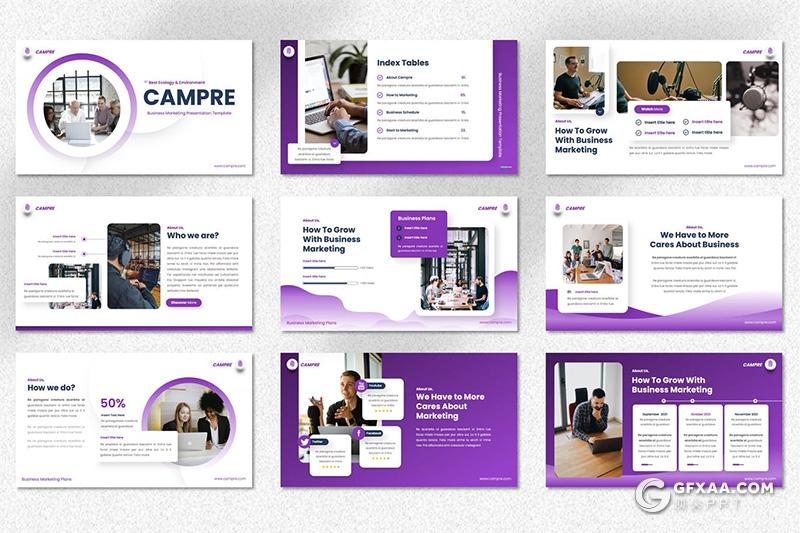 40页国外紫色商务风格企业简介项目会议记录keynote模板 - 顶尖PPT