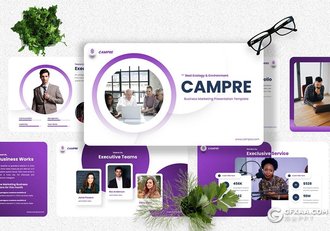 40页国外紫色商务风格企业简介项目会议记录keynote模板 - 顶尖PPT