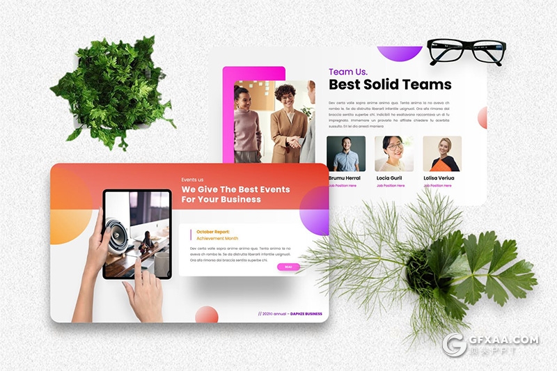 40页彩色国外设计风格年度报告PPT模板 - 顶尖PPT