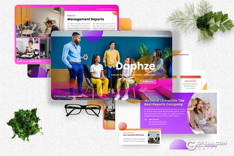 40页彩色国外设计风格年度报告Google slides模板 - 顶尖PPT