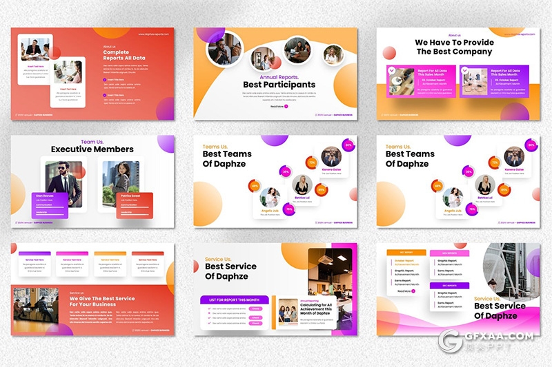 40页彩色国外设计风格年度报告PPT模板 - 顶尖PPT