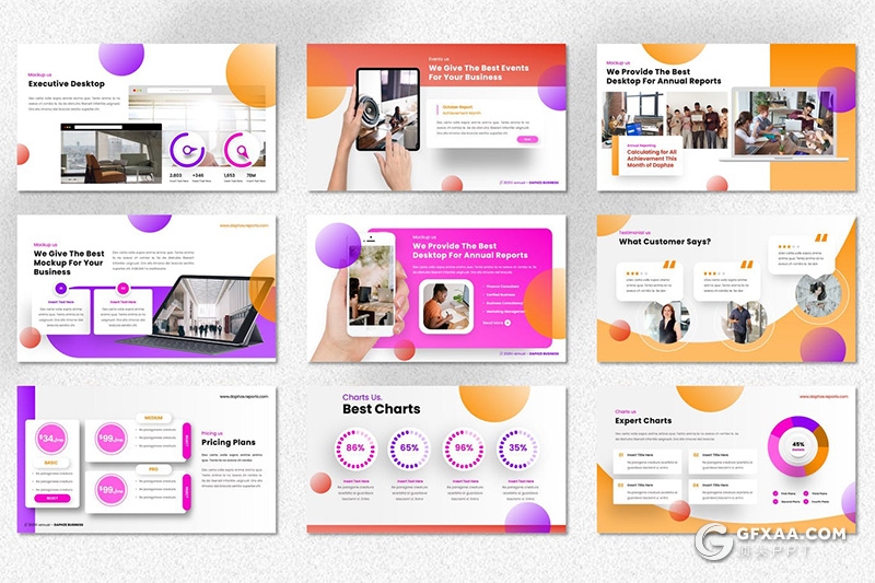 40页彩色国外设计风格年度报告PPT模板 - 顶尖PPT