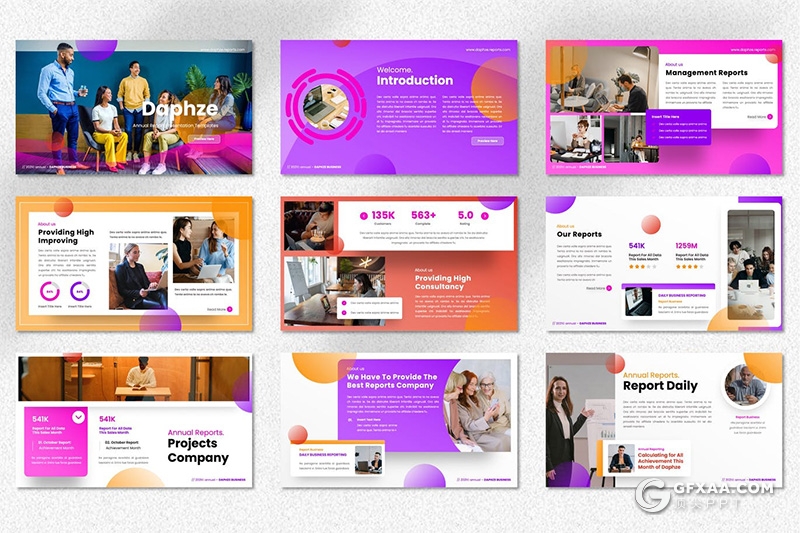 40页彩色国外设计风格年度报告PPT模板 - 顶尖PPT