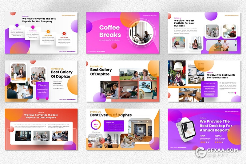 40页彩色国外设计风格年度报告PPT模板 - 顶尖PPT