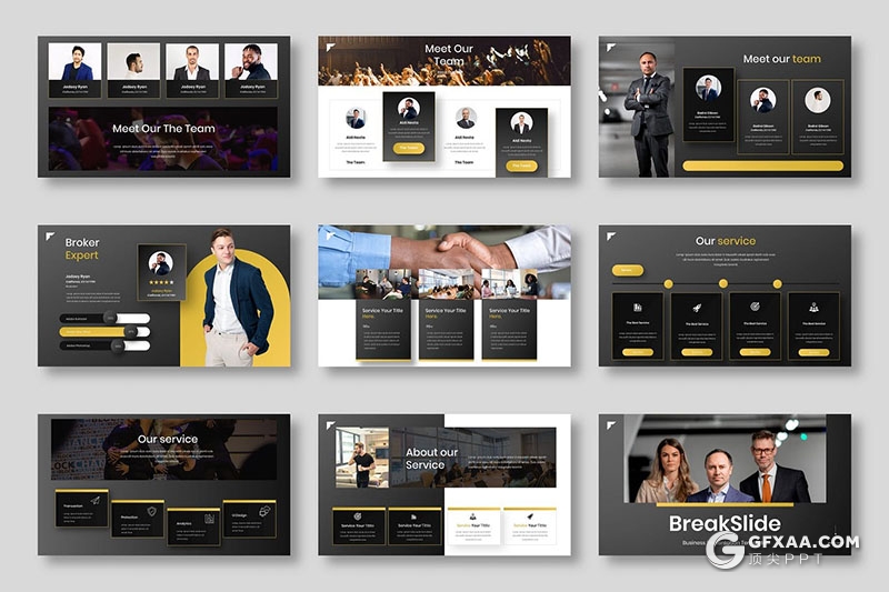 39页黑色商务风格企业介绍年终总结PPT模板 - 顶尖PPT