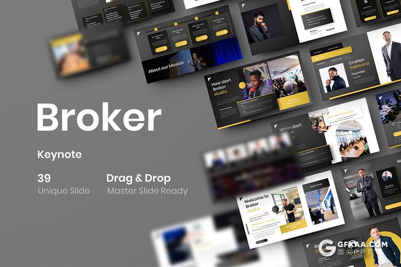 39页黑色商务风格企业介绍年终总结keynote模板 - 顶尖PPT