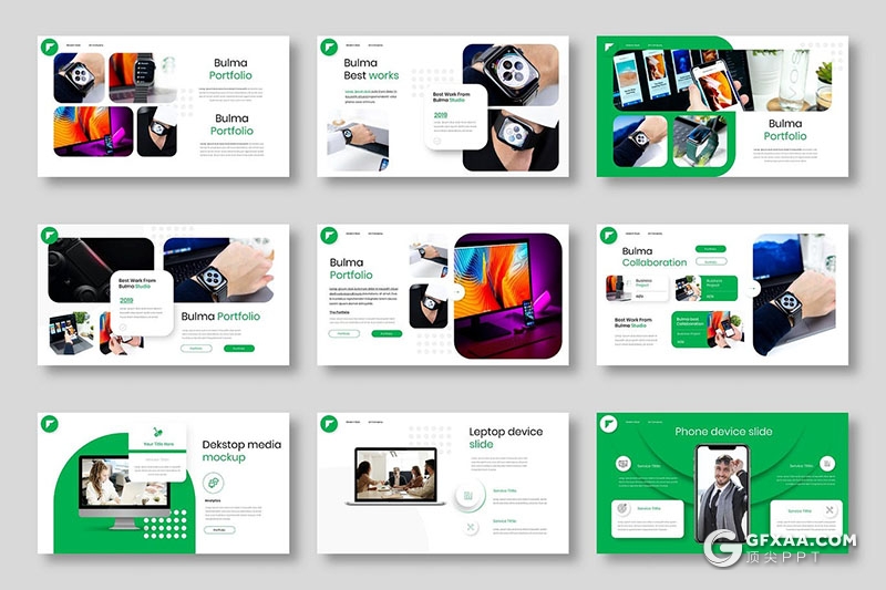39页微立体风格年终工作汇报国外Google slides模板 - 顶尖PPT