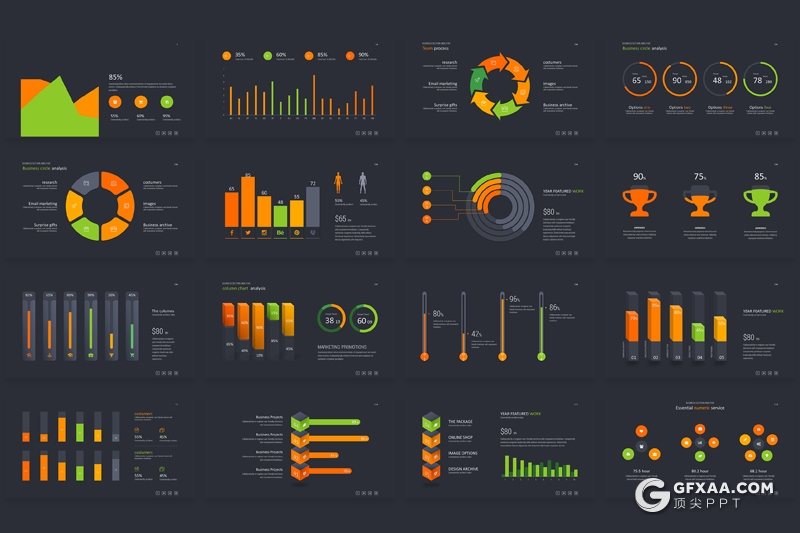 170页商务数据汇报图形逻辑图形世界地图图形合集PPT模板 - 顶尖PPT