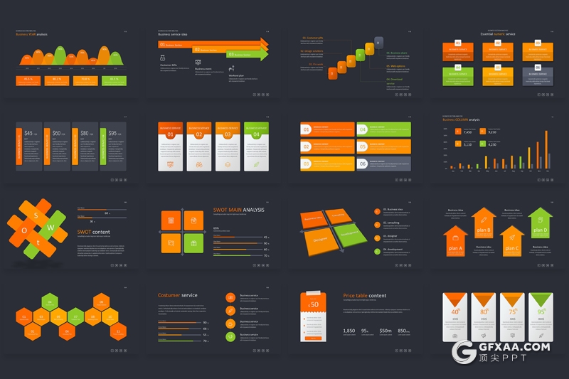 170页商务数据汇报图形逻辑图形世界地图图形合集PPT模板 - 顶尖PPT