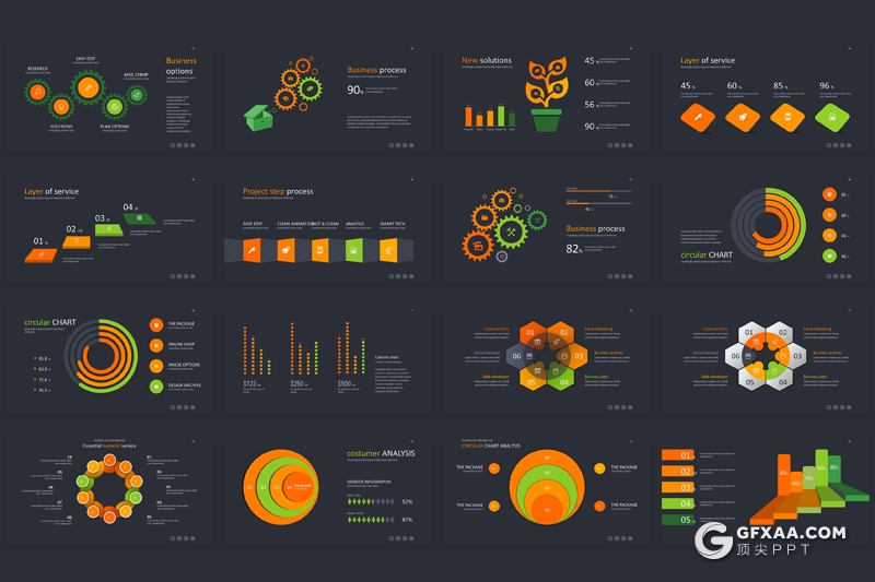 170页商务数据汇报图形逻辑图形世界地图图形合集PPT模板 - 顶尖PPT