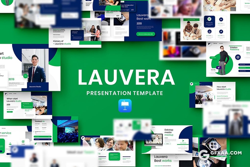 39页国外创意蓝绿配色商务风格keynote模板 - 顶尖PPT