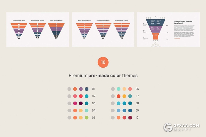 PPT锥形图漏斗图数据展示图形模板 - 顶尖PPT