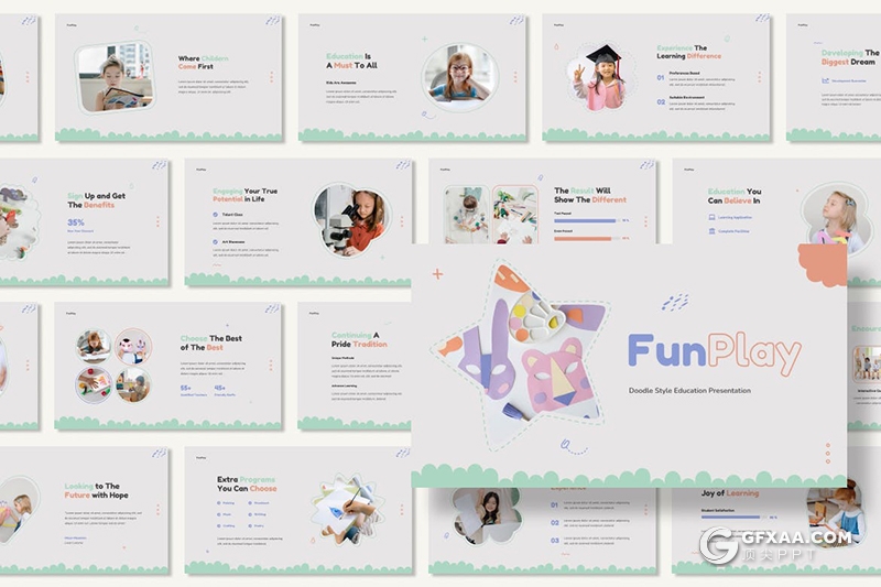 30页卡通风格儿童教育培训主题Google slides模板 - 顶尖PPT