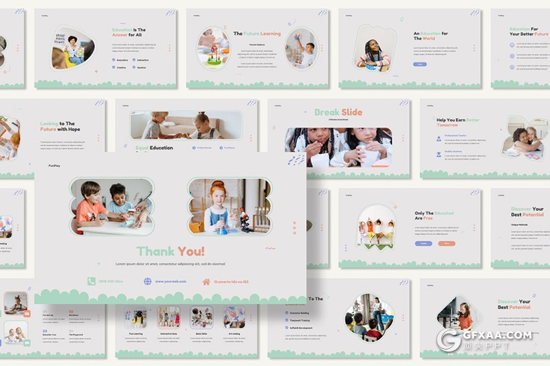 30页卡通风格儿童教育培训主题Google slides模板 - 顶尖PPT