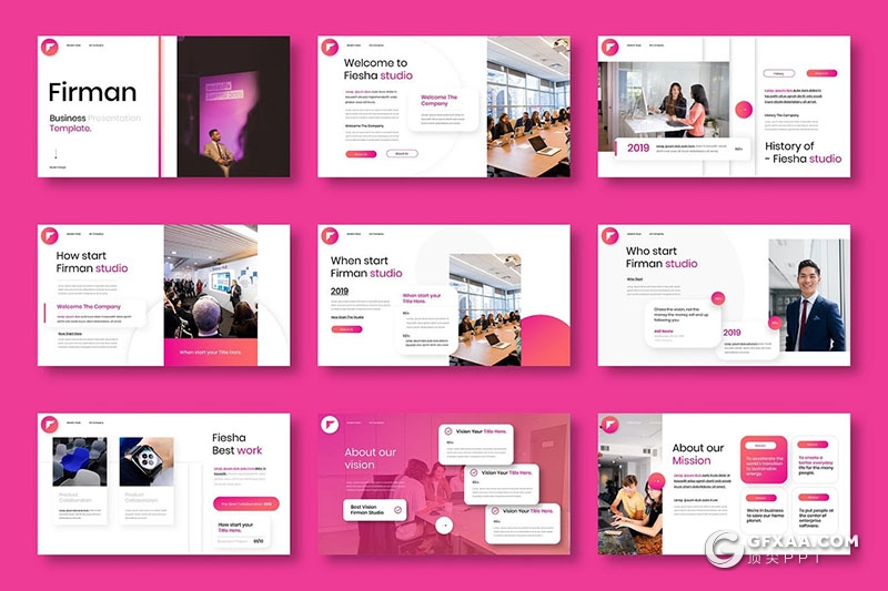 39页紫红色国外商务商业通用keynote模板 - 顶尖PPT