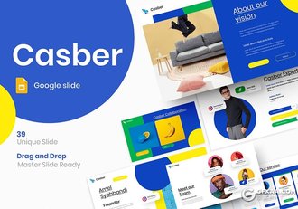 39页扁平化设计风格商业数据分析产品展示Google slides模板 - 顶尖PPT