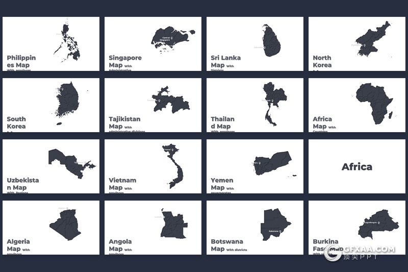 180页全世界地图PPT全球各个国家地图PPT模板 - 顶尖PPT