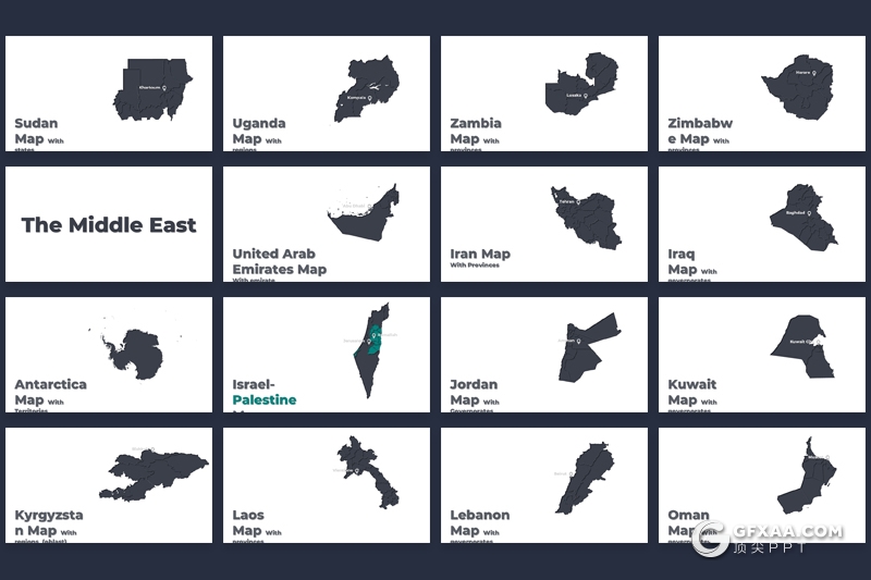 180页全世界地图PPT全球各个国家地图PPT模板 - 顶尖PPT