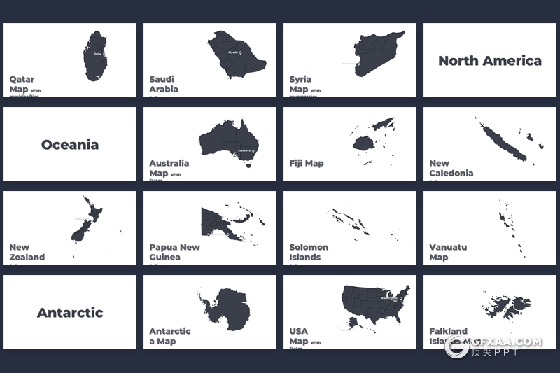 180页全世界地图PPT全球各个国家地图PPT模板 - 顶尖PPT