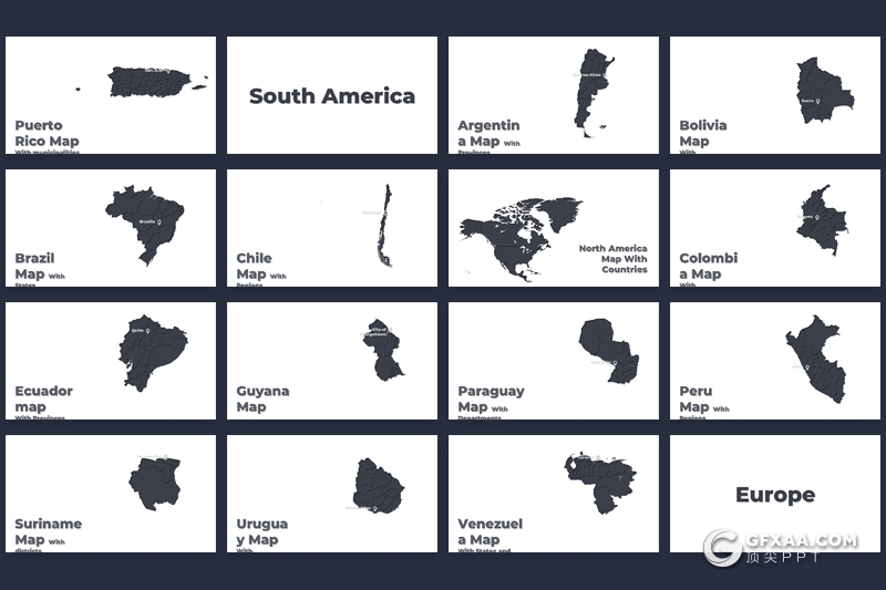 180页全世界地图PPT全球各个国家地图PPT模板 - 顶尖PPT