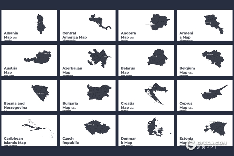 180页全世界地图PPT全球各个国家地图PPT模板 - 顶尖PPT
