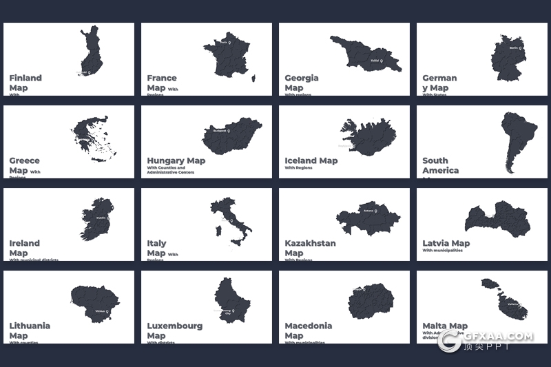 180页全世界地图PPT全球各个国家地图PPT模板 - 顶尖PPT