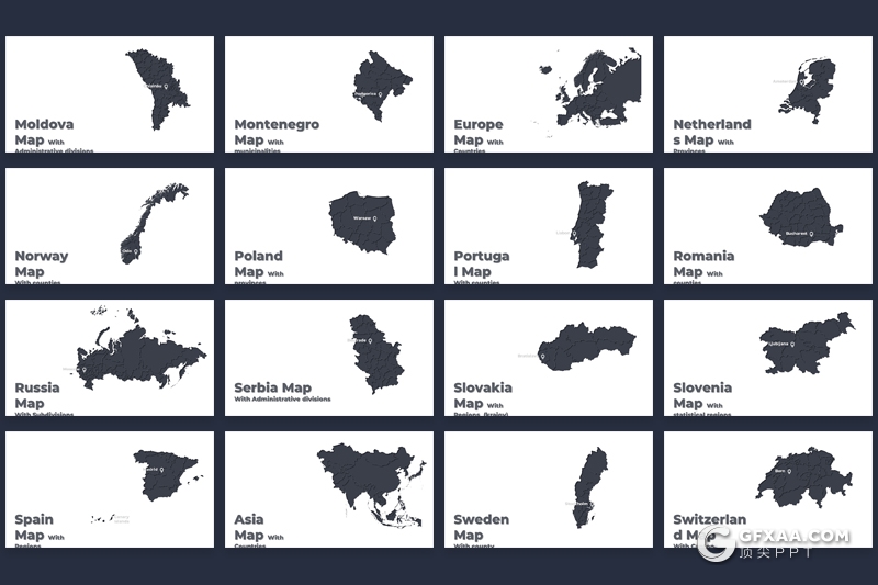 180页全世界地图PPT全球各个国家地图PPT模板 - 顶尖PPT