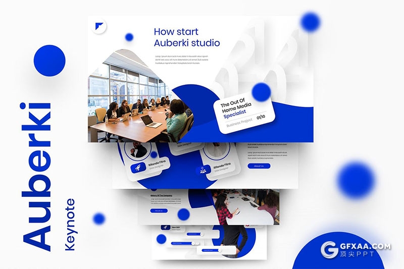 39页国外微立体设计蓝色商业商务通用keynote模板 - 顶尖PPT