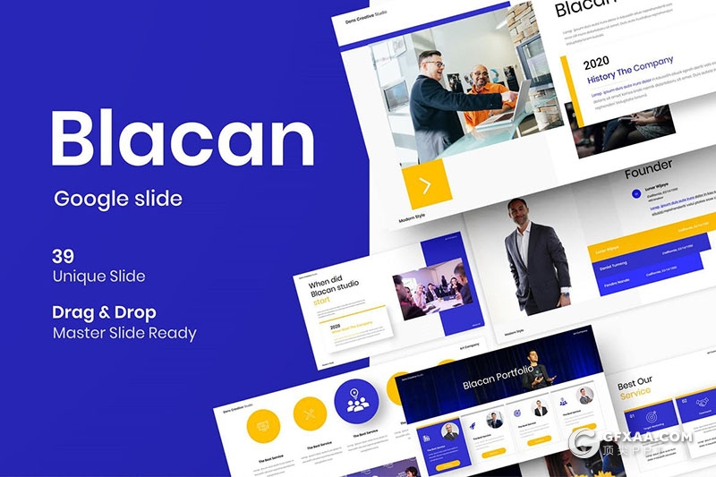 39页国外商务风格团队企业介绍项目会议Google slides模板 - 顶尖PPT