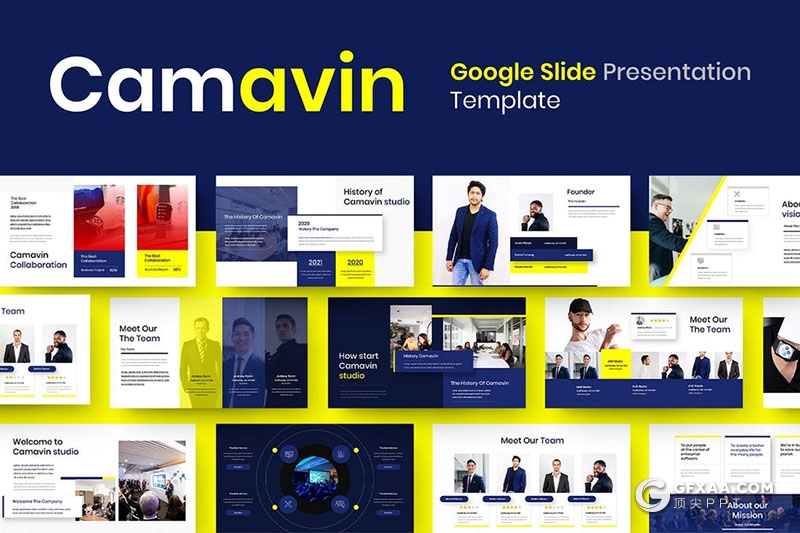 39页商业团队项目合作团队展示Google slides模板 - 顶尖PPT