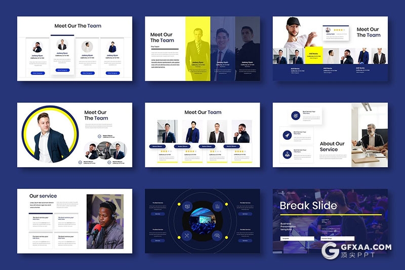 39页商业团队项目合作团队展示Google slides模板 - 顶尖PPT