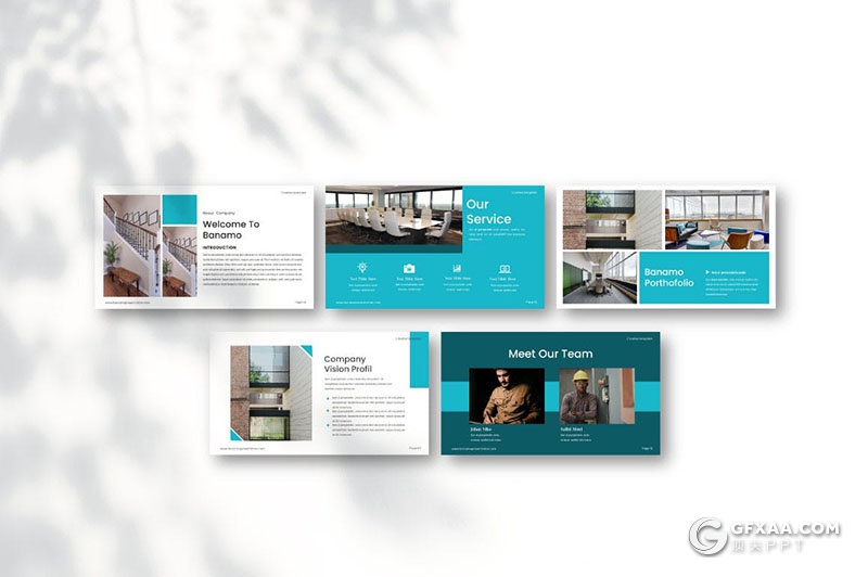 41页扁平化建筑装修设计团队介绍装修项目设计PPT模板 - 顶尖PPT