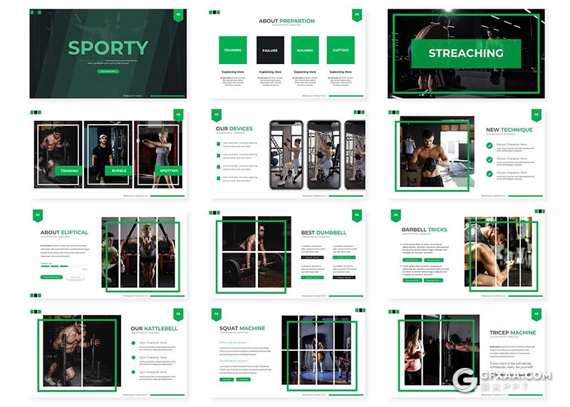 30页体育锻炼强身健体健身主题keynote模板 - 顶尖PPT