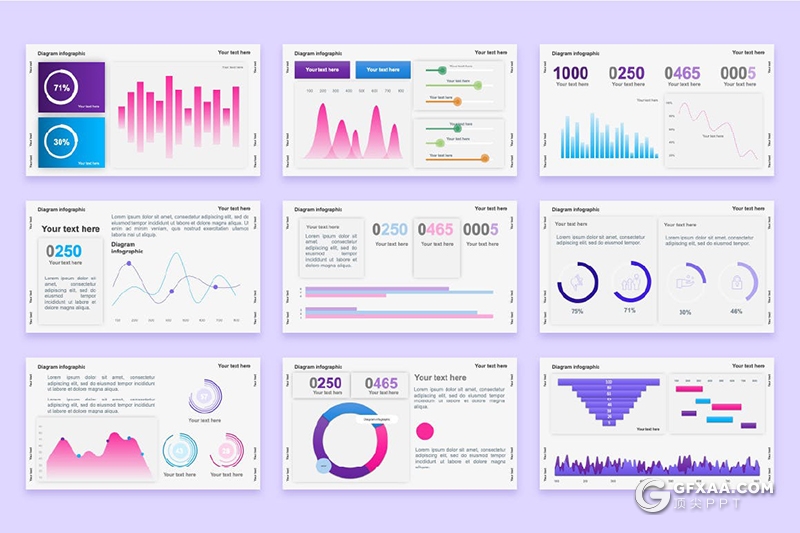 36页彩色PPT数据图形KPI绩效考核数据图形PPT模板 - 顶尖PPT