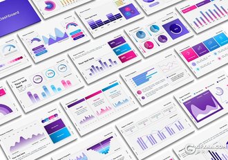 36页彩色PPT数据图形KPI绩效考核数据图形PPT模板 - 顶尖PPT