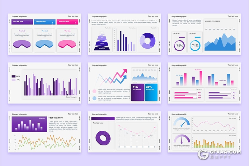 36页彩色PPT数据图形KPI绩效考核数据图形PPT模板 - 顶尖PPT