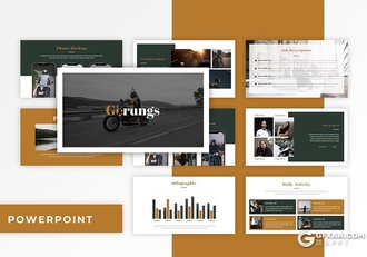 30页国外扁平化汽车展示主题PPT模板 - 顶尖PPT