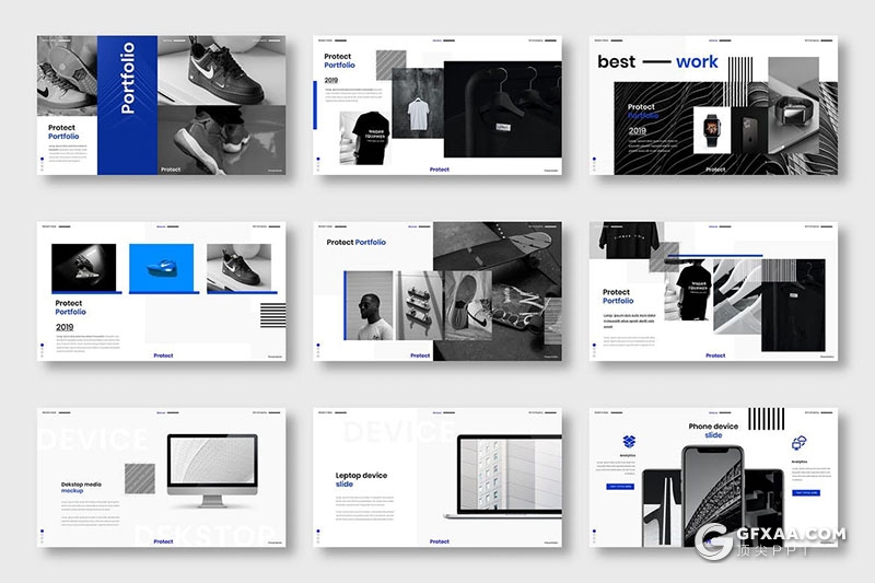 39页蓝黑配色国外商务风格PPT模板 - 顶尖PPT