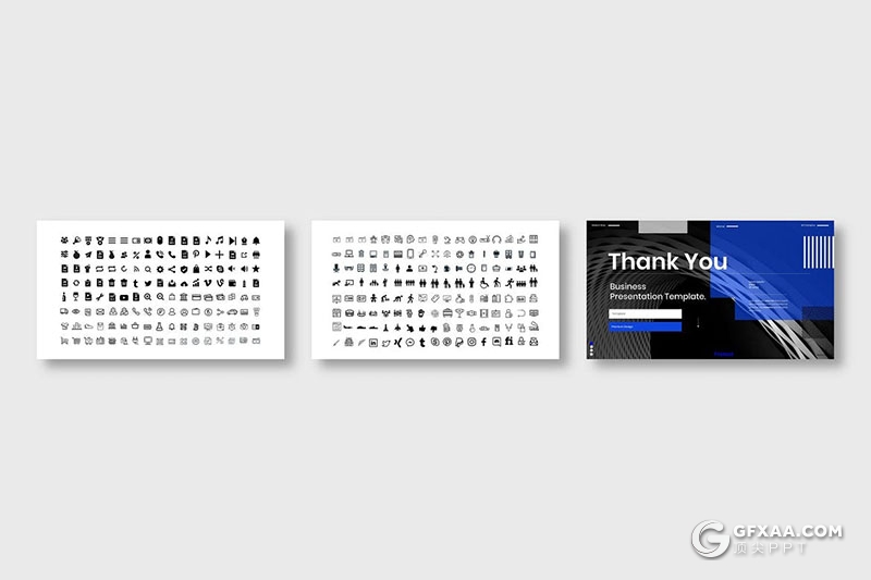 39页蓝黑配色国外商务风格PPT模板 - 顶尖PPT