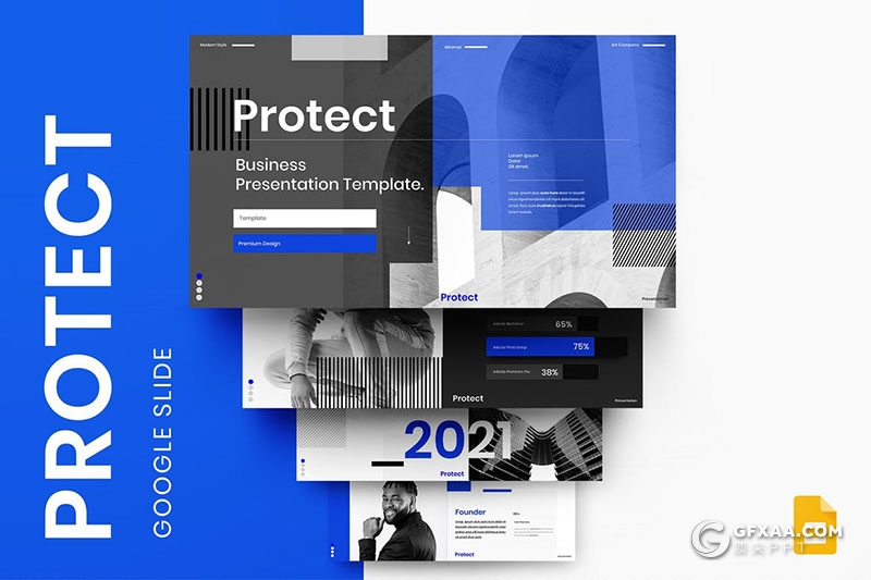 39页蓝黑配色国外商务风格Google slides模板 - 顶尖PPT