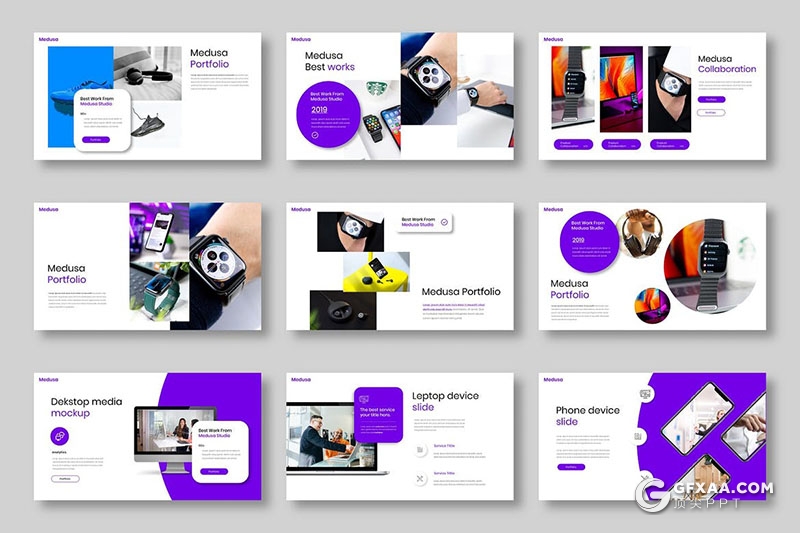 39页紫色微立体国外商务合作企业简介Google slides模板 - 顶尖PPT