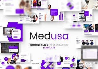 39页紫色微立体国外商务合作企业简介Google slides模板 - 顶尖PPT